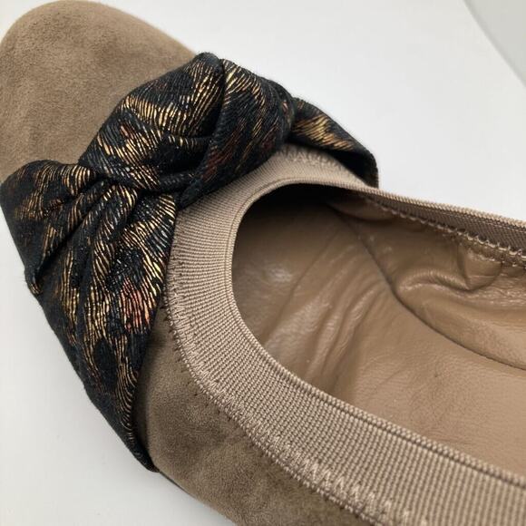 Anyi Lu Womens Wedges Beige Leather Leopard Scrunch Slip On Italy EUR 37 US 6.5M - Picture 10 of 10